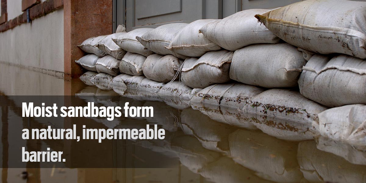 Sandbags as a barricade in flood waters