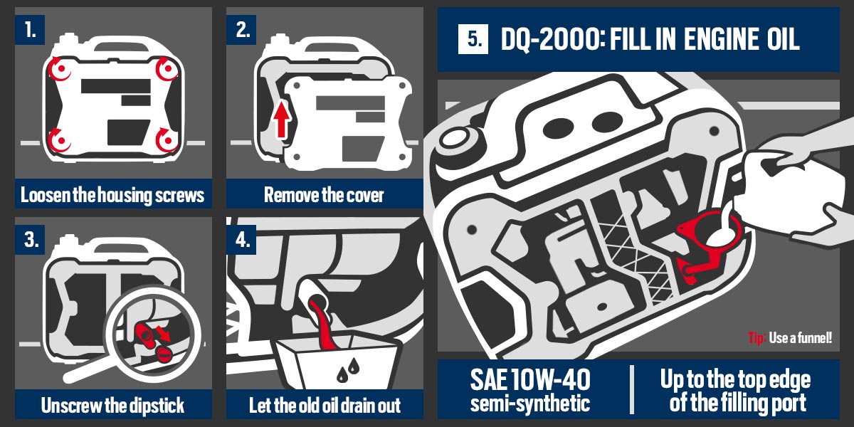 Engine oil change – DENQBAR 2000 Watt DQ-2000