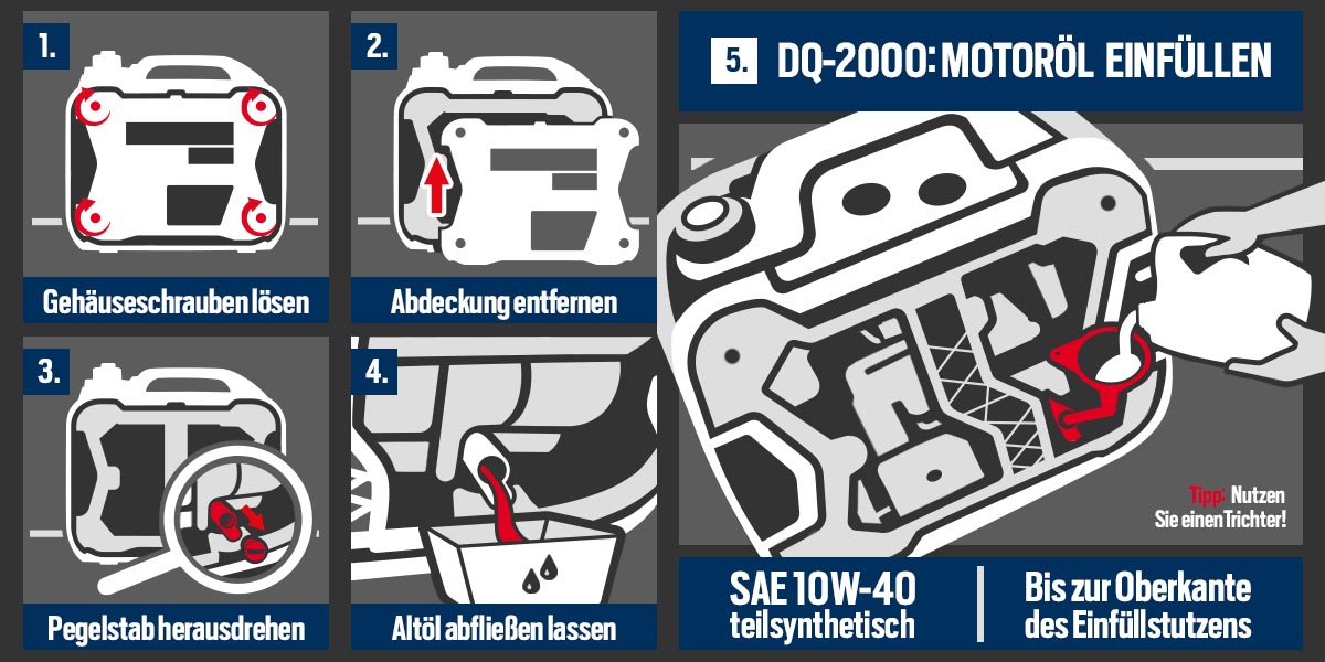 Inverter Generator DQ-2000: Ölwechsel